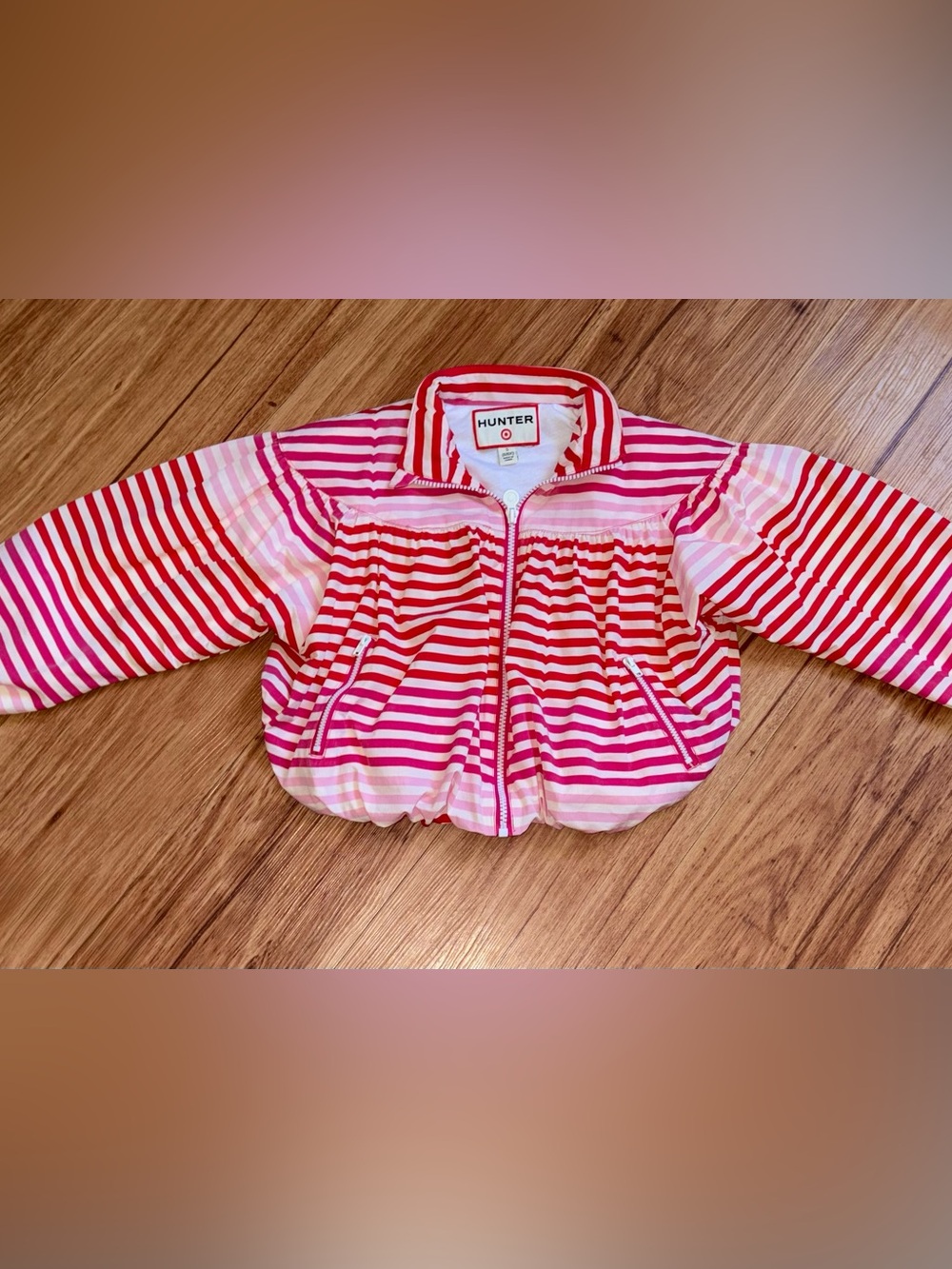 Hunter Pink & Red Striped Zip Jacket